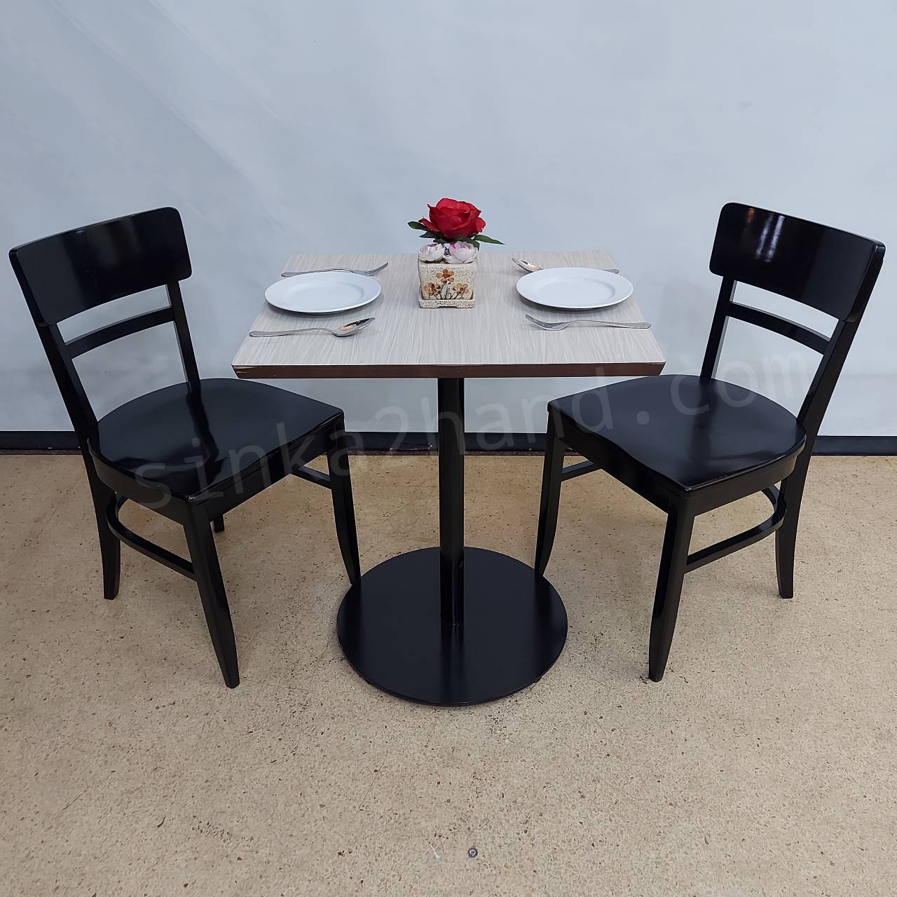   โต๊ะกินข้าว  2 ที่นั่ง+เก้าอี้โครงไม้ดำ
